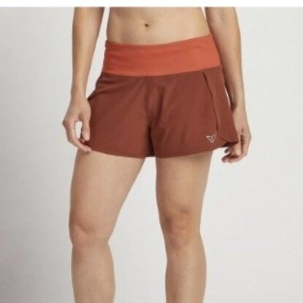 Korsa Speed 3" Lined Running Shorts Rust Orange Zipper Pocket Athletic M